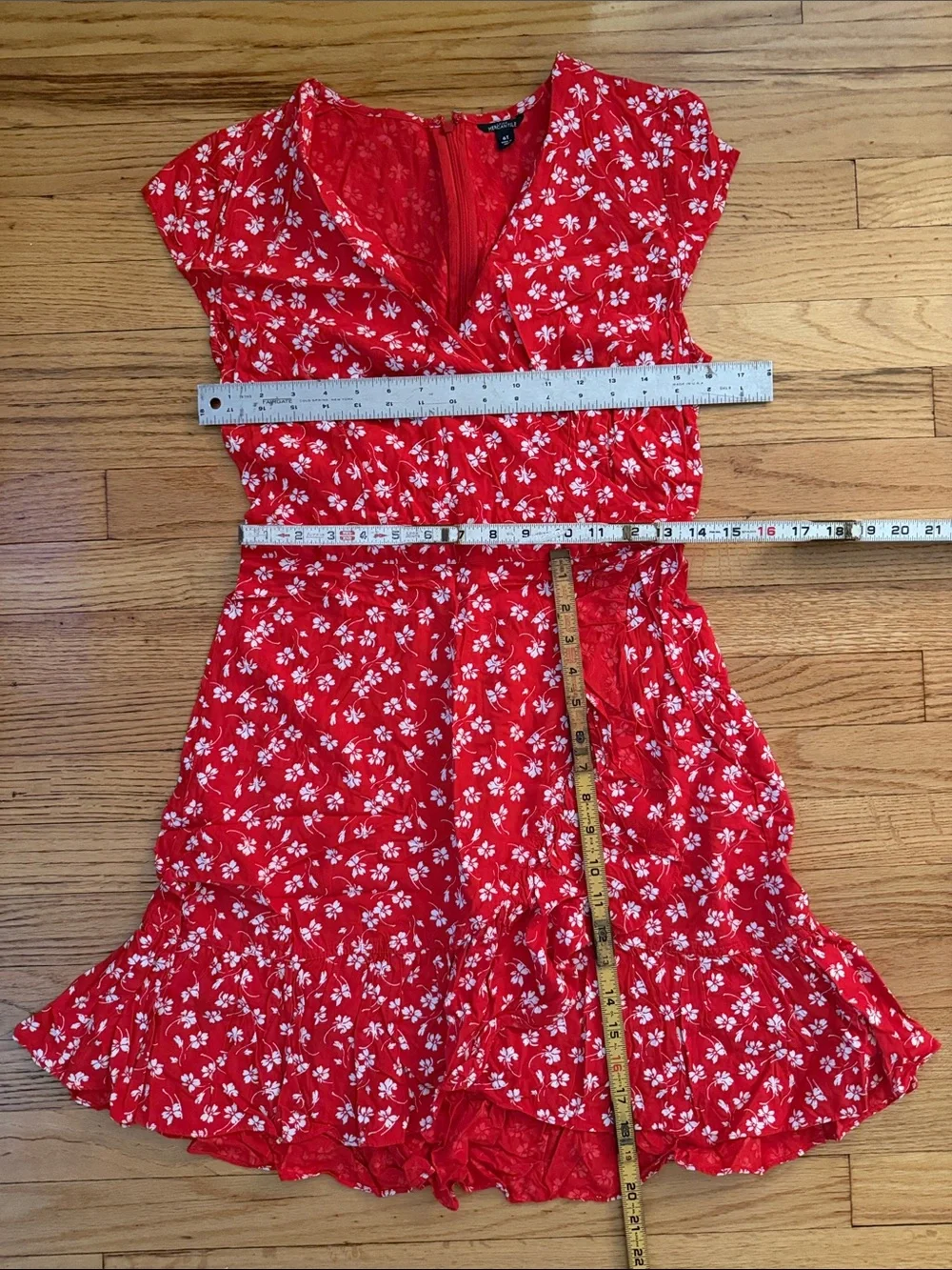 J Crew Red Floral Wrap-Style Women's Dress Size 6 Tall